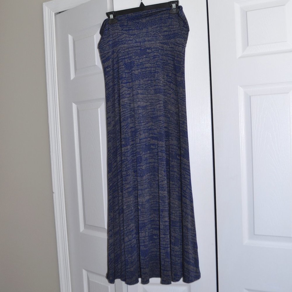 LuLaRoe Maxi Skirt, blue and gray, Medium